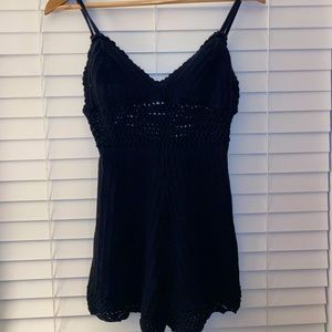 Knit black romper or beach cover up